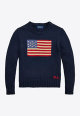Polo Ralph Lauren Kids Boys Flag Intarsia Knit  Sweater Blue 323668285001CO/R_POLOR-HN