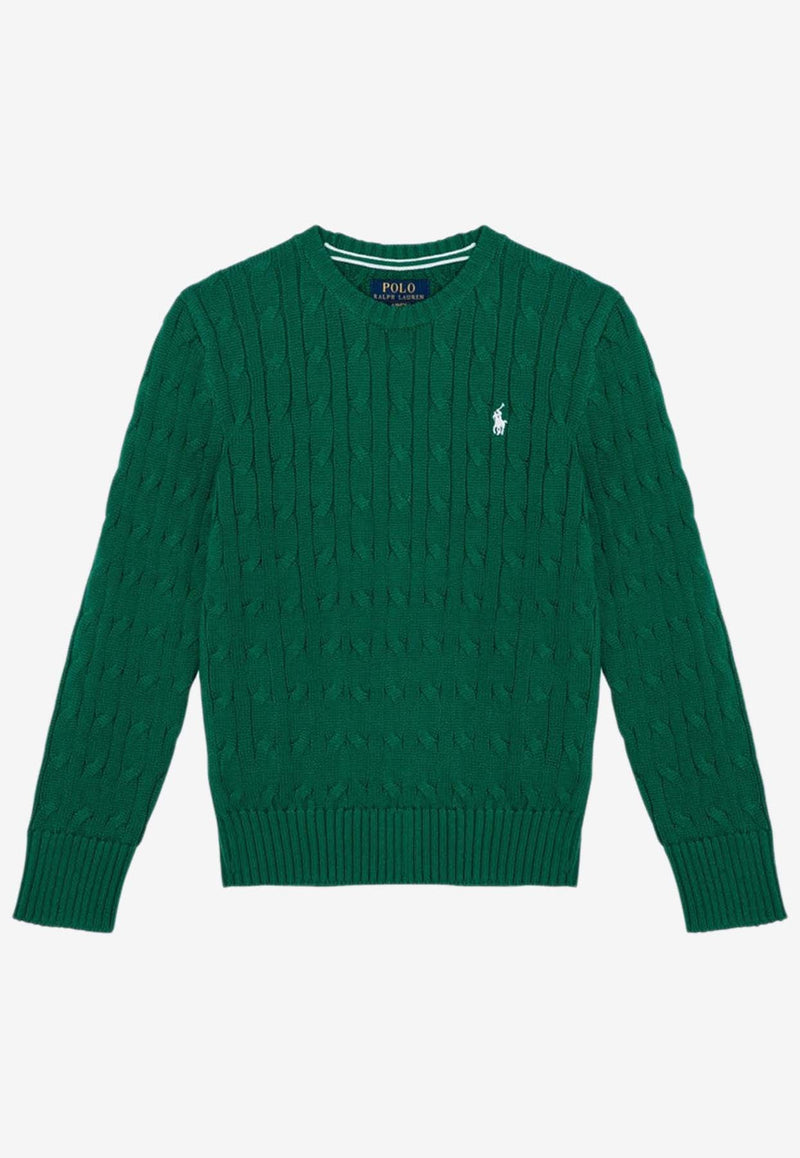 Polo Ralph Lauren Kids Boys Cable Knit Logo Sweater Green 323702674065CO/P_POLOR-AG