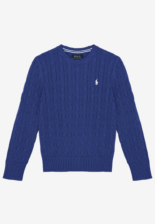 Polo Ralph Lauren Kids Boys Cable-Knit Crewneck Sweater Blue 323702674067CO/P_POLOR-BN