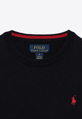Polo Ralph Lauren Kids Boys Logo Embroidered Crewneck Sweater Blue 323799887031CO/O_POLOR-NA