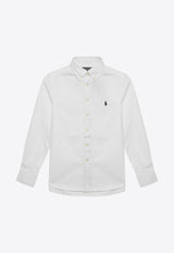 Polo Ralph Lauren Kids Boys Logo Embroidered Long-Sleeved Shirt White 323819238001CO/O_POLOR-WHT