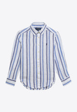 Polo Ralph Lauren Kids Boys Long-Sleeved Stripe Shirt Blue 323902178005LI/O_POLOR-WB