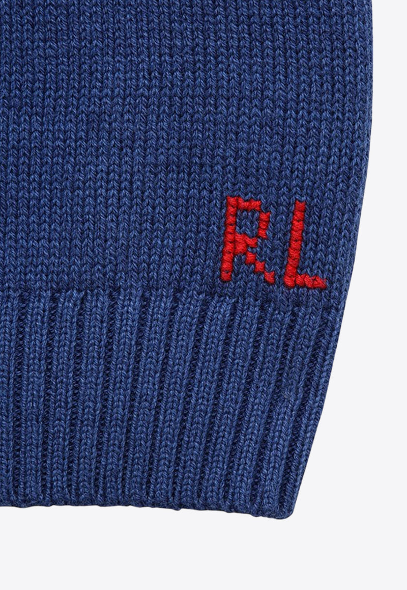 Polo Ralph Lauren Kids Boys Polo Bear Intarsia Knit Sweater Blue 323932479001CO/O_POLOR-BR