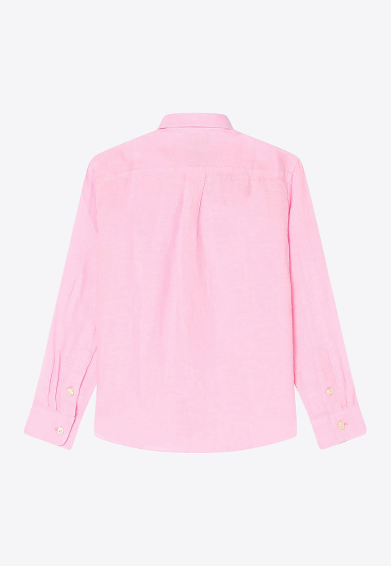 Polo Ralph Lauren Kids Boys Linen Long-Sleeved Shirt Pink 323967600002LI/Q_POLOR-CP