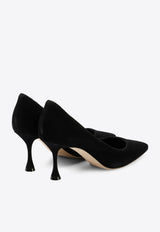 Manolo Blahnik Osmaclo 70 Suede Pumps Black 324-2756BLACK