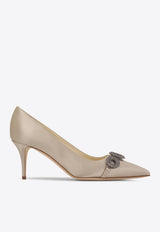 Manolo Blahnik Isteralo 70 Crystal Embellished Satin Pumps Cream 324-2836CREAM