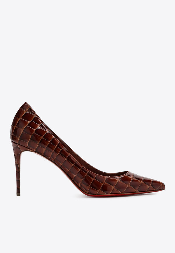 Christian Louboutin Kate 100 Croc-Embossed Leather Pumps Brown 3240256LE/P_LOUBO-7019