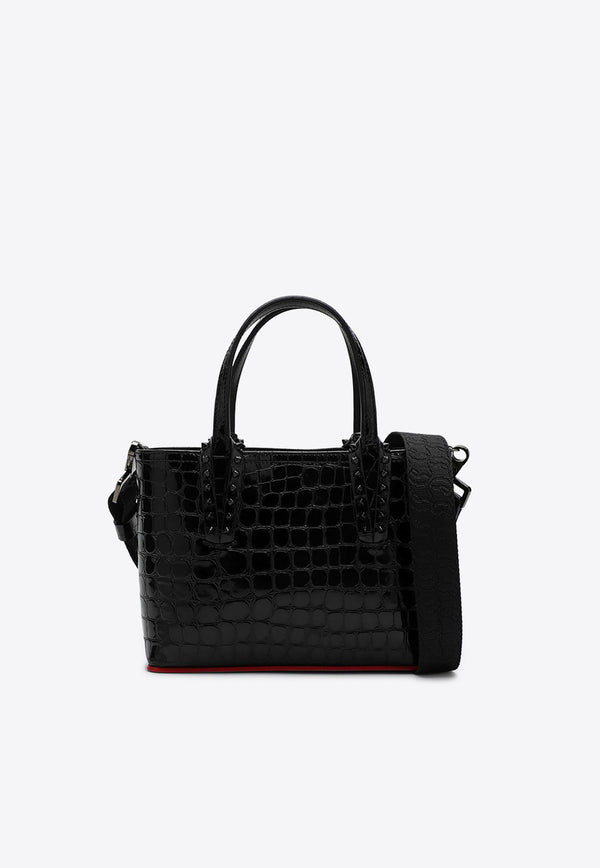 Christian Louboutin Mini Cabata Crocodile-Effect Leather Tote Bag Black 3245051LE/P_LOUBO-CM53