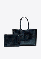 Christian Louboutin Medium Cabata Croc-Embossed Leather Tote Bag Blue 3245175LE/P_LOUBO-BL5E