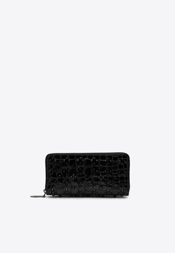 Christian Louboutin Embellished Zipped Wallet in Croc-Embossed Leather Black 3245239LE/P_LOUBO-CM53