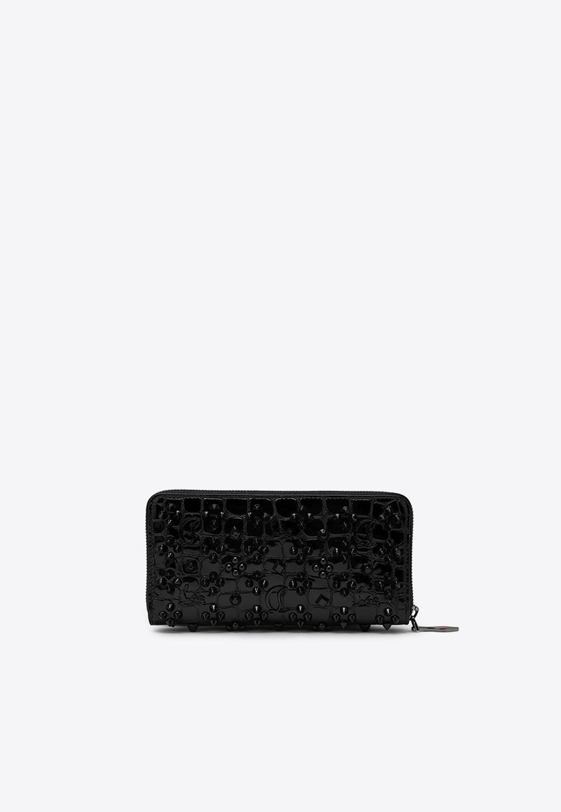 Christian Louboutin Embellished Zipped Wallet in Croc-Embossed Leather Black 3245239LE/P_LOUBO-CM53