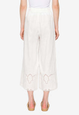 ALÉMAIS Pegasus Embroidered Wide-Leg Pants White 3313PWHITE