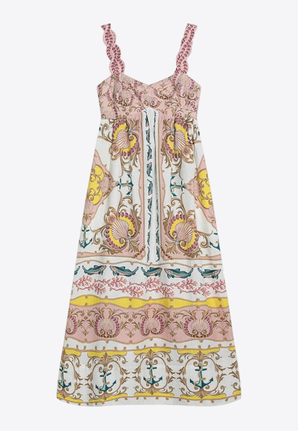 Farm Rio Nautical Print Midi Dress Multicolor 331937LI/Q_FARM-25071