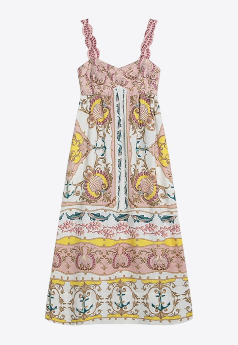 Farm Rio Nautical Print Midi Dress Multicolor 331937LI/Q_FARM-25071