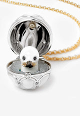 Fabergé Surprise Seal Egg Pendant Necklace in 18-karat Yellow and White Gold with Diamonds Silver 3340