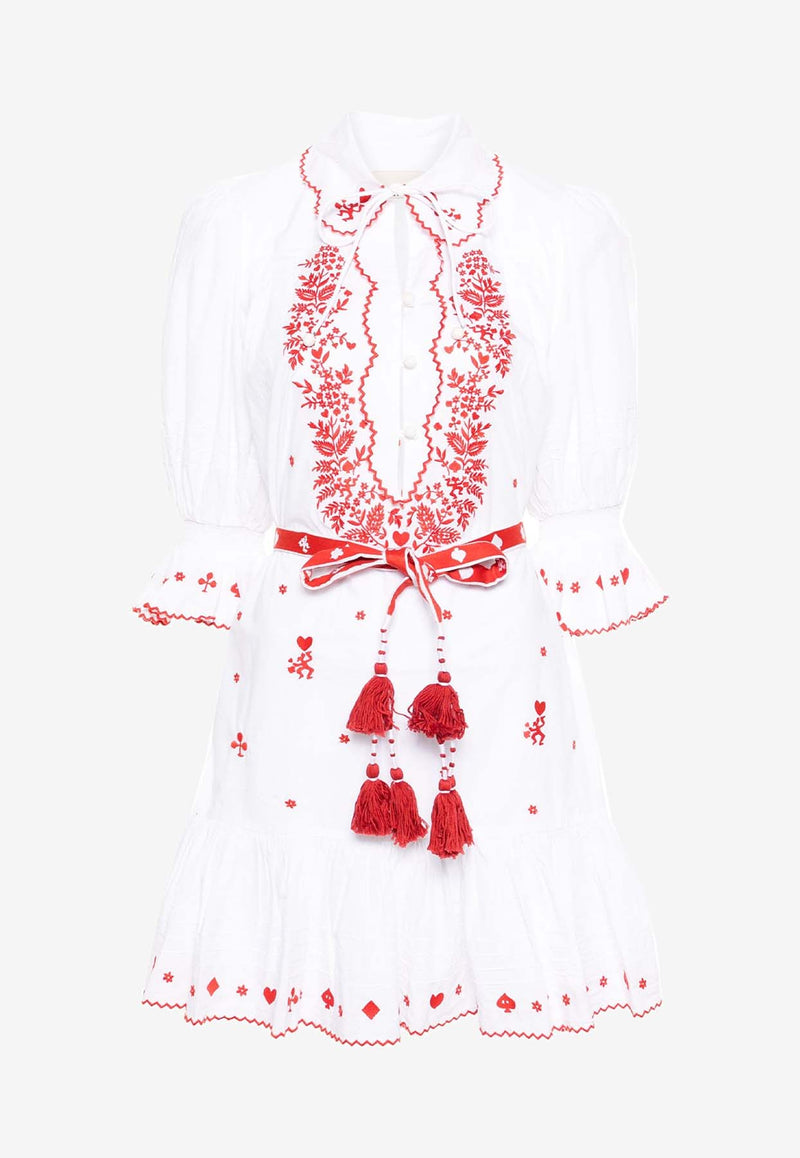 ALÉMAIS Hearts Embroidered Mini Dress White 3345DWHITE