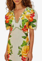 Farm Rio Picnic Flowers V-neck Midi Dress Multicolor 335815_MULTI COLO
