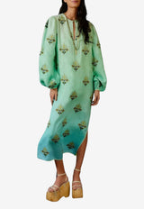 Farm Rio Gradient Printed Midi Dress Turquoise 336573_TURQUOISE