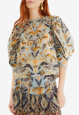 Farm Rio Snake Garden 3D Applique Blouse Multicolor 339738_MULTI COLO