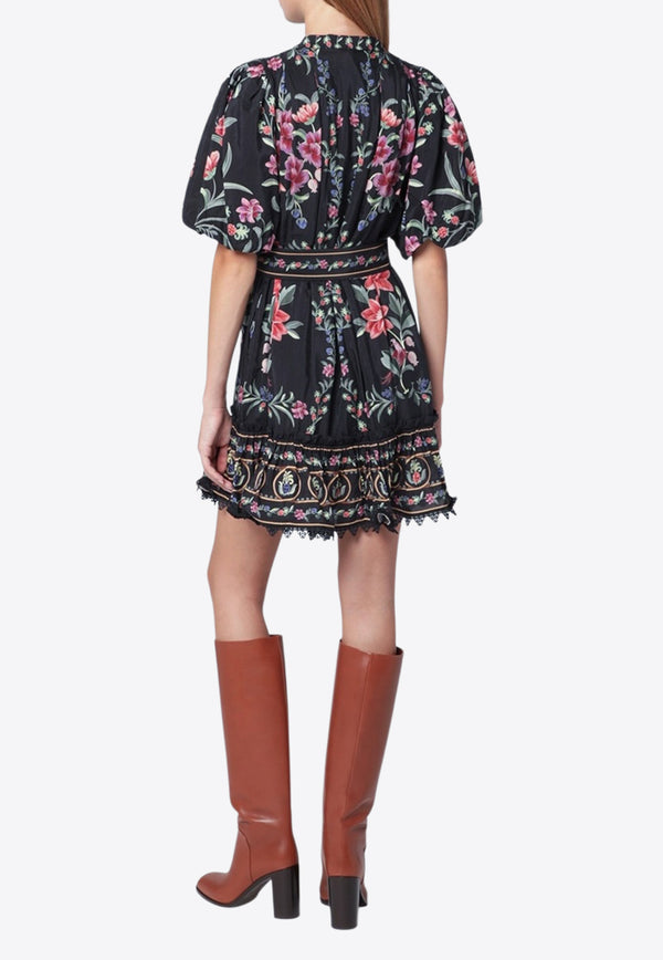 Farm Rio Belle Garden Floral Mini Dress Black 340039VI/R_FARM-25014