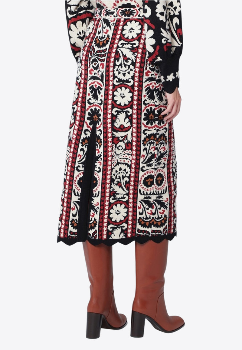 Farm Rio Winter Tapestry Knitted Midi Skirt Multicolor 340913PL/R_FARM-25122