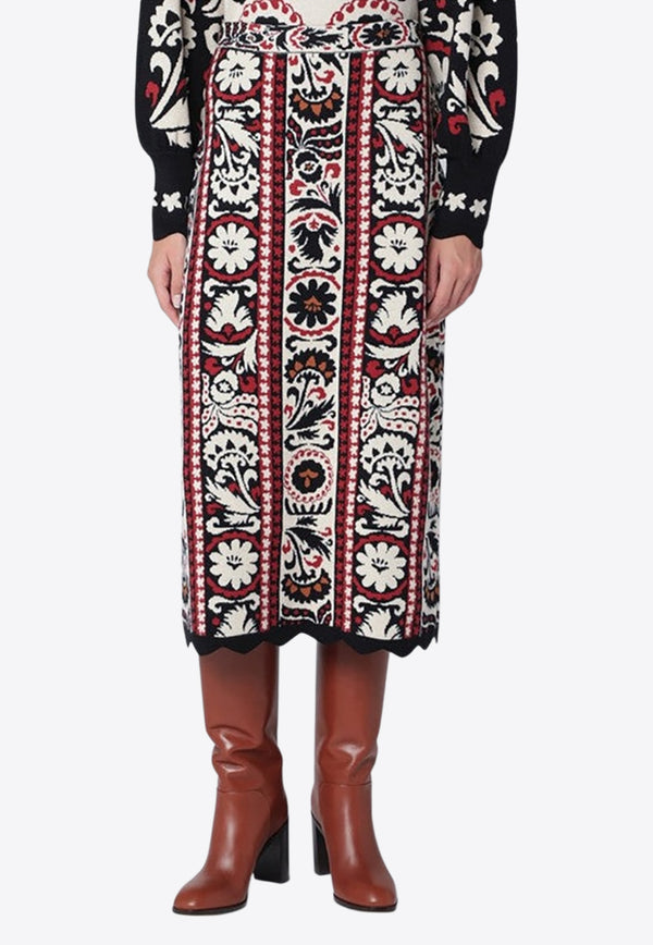 Farm Rio Winter Tapestry Knitted Midi Skirt Multicolor 340913PL/R_FARM-25122
