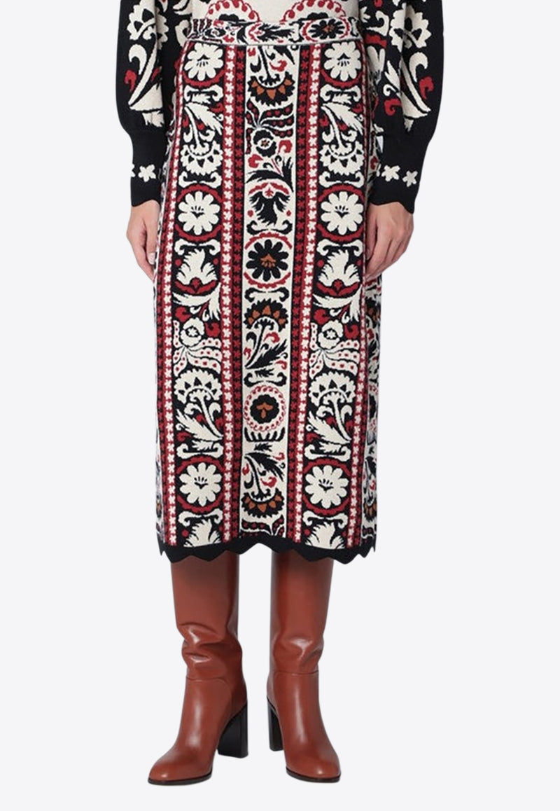 Farm Rio Winter Tapestry Knitted Midi Skirt Multicolor 340913PL/R_FARM-25122