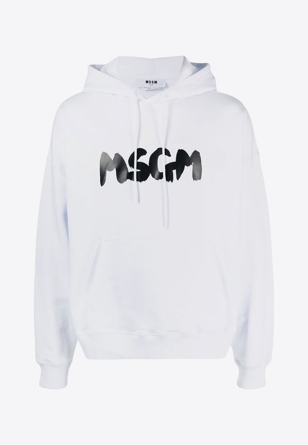 MSGM Logo Print Hooded Sweatshirt 3440MM168237000WHITE