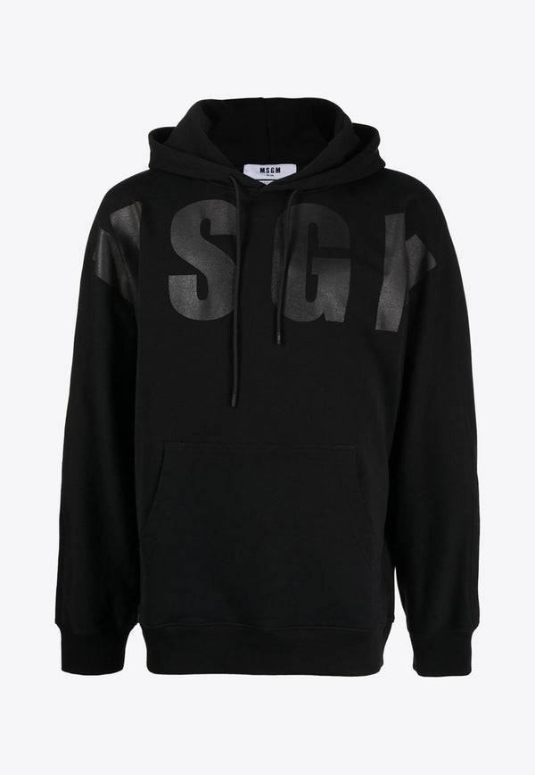 MSGM Logo Print Hooded Sweatshirt 3440MM171237000 BLACK