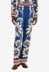 Farm Rio Luna Floral Print Pajama Pants Multicolor 344133_BLUE MULTI