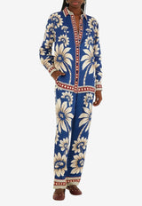 Farm Rio Luna Floral Print Pajama Pants Multicolor 344133_BLUE MULTI