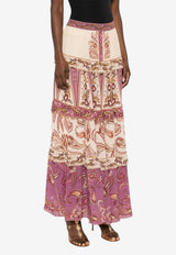Farm Rio Paisley Tiered Maxi Skirt Multicolor 344137_PRINTED