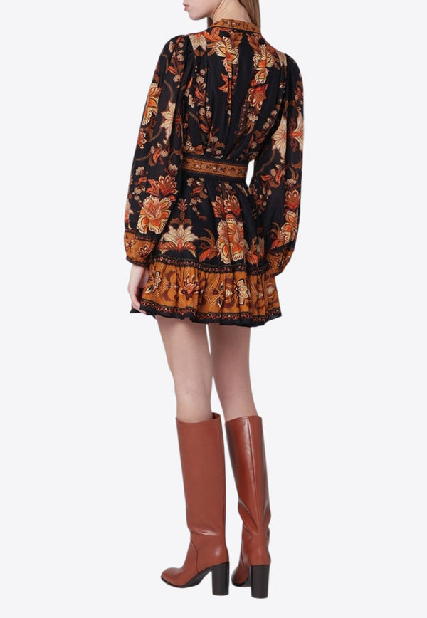 Farm Rio Majestic Garden Mini Dress Black 344142CO/S_FARM-26068