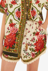 Farm Rio Floral Print Drawstring Shorts Multicolor 344170_MULTI COLO