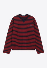 Prada Long-Sleeved Striped T-shirt Red 34689OOO18V8/S_PRADA-F0X57