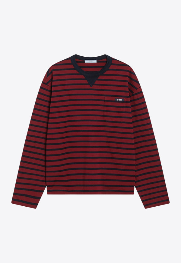 Prada Long-Sleeved Striped T-shirt Red 34689OOO18V8/S_PRADA-F0X57