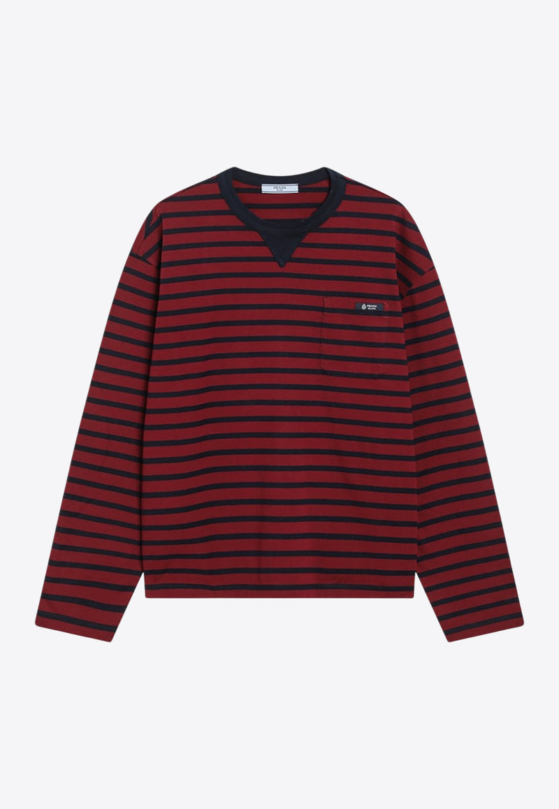 Prada Long-Sleeved Striped T-shirt Red 34689OOO18V8/S_PRADA-F0X57