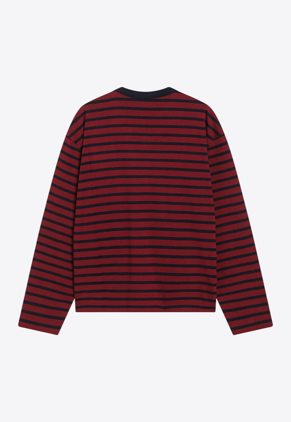 Prada Long-Sleeved Striped T-shirt Red 34689OOO18V8/S_PRADA-F0X57