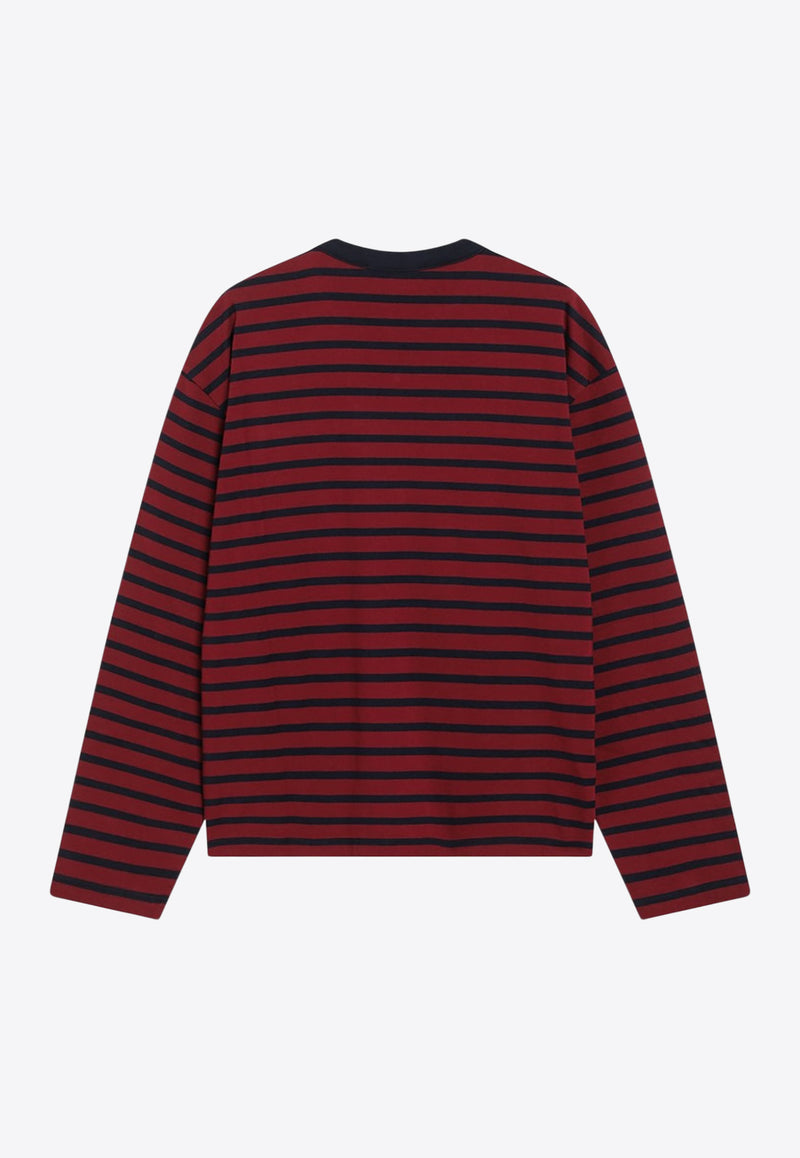 Prada Long-Sleeved Striped T-shirt Red 34689OOO18V8/S_PRADA-F0X57