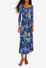 Farm Rio Twisted Print Midi Dress Blue 347771_BLUE MULTI