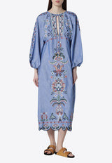 Farm Rio Garden Tapestry Midi Dress  Light Blue 349077CO/S_FARM-26051