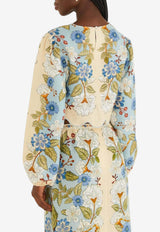 Farm Rio Garden Scarf Cropped Blouse Multicolor 350502_MULTI COLO