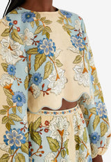 Farm Rio Garden Scarf Cropped Blouse Multicolor 350502_MULTI COLO