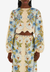 Farm Rio Garden Scarf Cropped Blouse Multicolor 350502_MULTI COLO