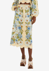 Farm Rio Garden Scarf Midi Skirt Multicolor 350503_MULTI COLO