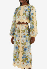 Farm Rio Garden Scarf Midi Skirt Multicolor 350503_MULTI COLO
