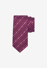 Salvatore Ferragamo Striped Gancini Silk Tie Purple 350946 4 TRECCIA 768518 F VINACCIA