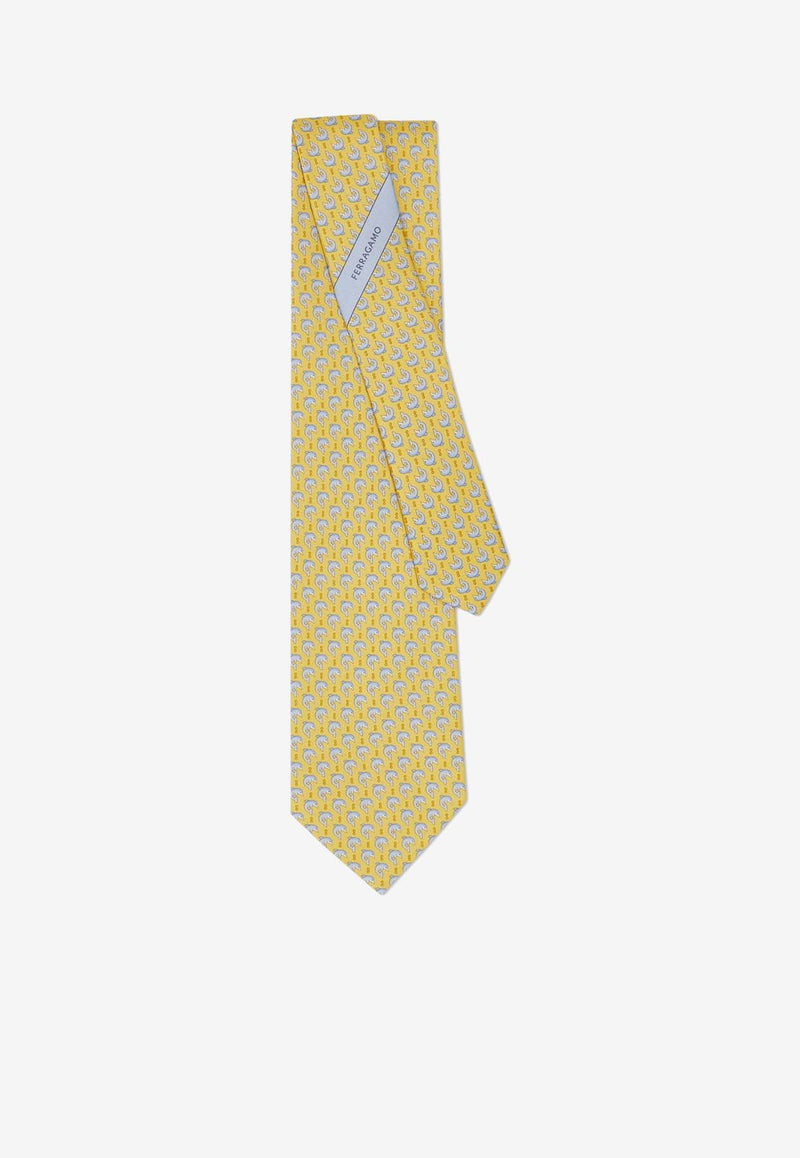 Salvatore Ferragamo All-Over Dolphin Print Silk Tie Yellow 350978 4 VALTER 773927 F GIALLO