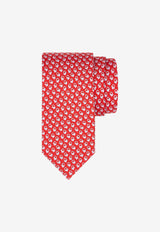 Salvatore Ferragamo Gancini Love Print Silk Tie Red 350986 4 VIP 774069 F ROSSO