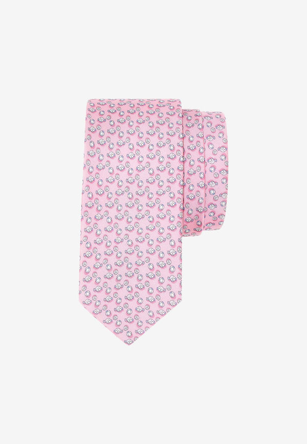 Salvatore Ferragamo Marine Print Silk Tie Pink 350987 4 VANDA 774076 F ROSA